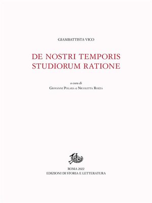 cover image of De nostri temporis studiorum ratione